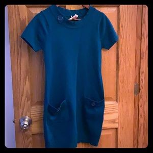 Sweater dress in peacock green/blue